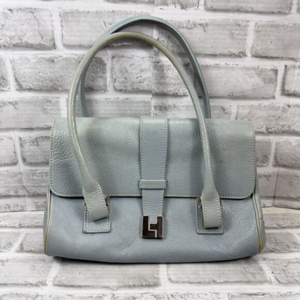 LAMBERTSON TRUEX Blue Leather Shoulder Tote Bag Handbag Purse